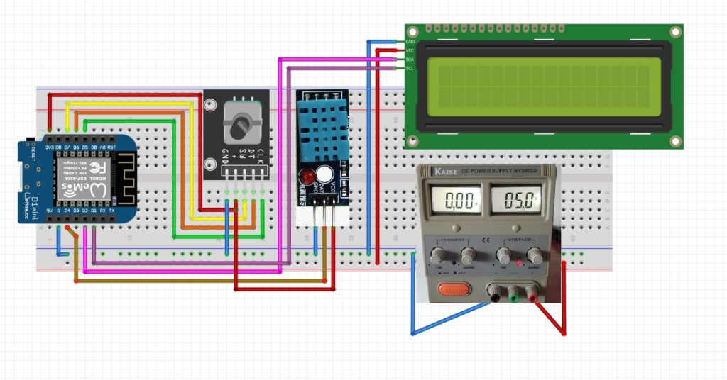 Esp8266 + Rotary Encoder + 2004 LCD + DHT11 with a Menu System